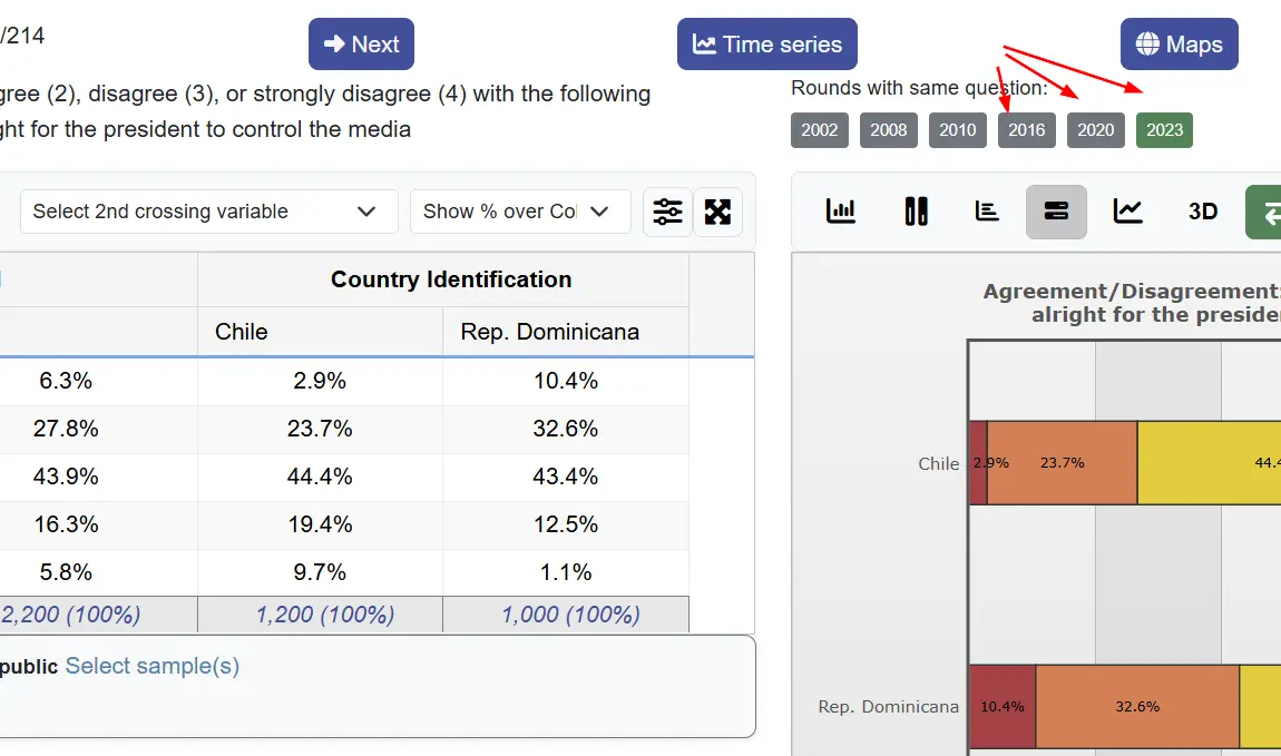 Selected samples control located beneath the results table